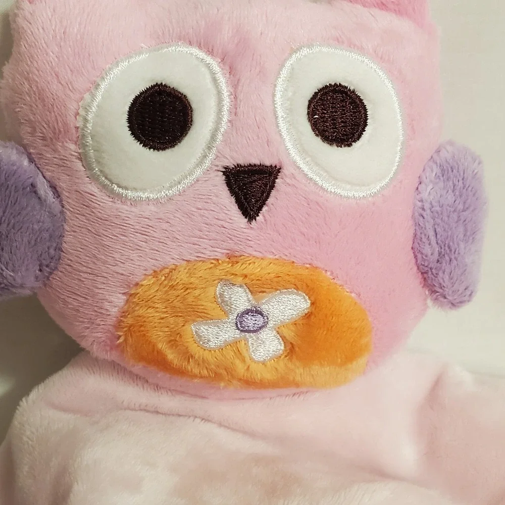 BananaFish Studio Pink Purple Owl Baby Lovey Velour Soft Security Blanket - Picture 14 of 16